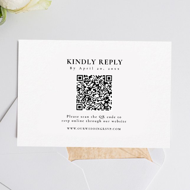 Klassisches Schwarz-Weiß-Format RSVP Karte (Simplify wedding RSVPs with our QR code feature, ensuring easy and hassle-free responses.)