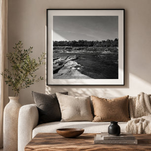 Klassisches Schwarz-Weiß-Foto des James River Fotodruck