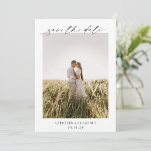 Klassisches Schwarz-Weiß-Foto Elegante Hochzeit Save The Date