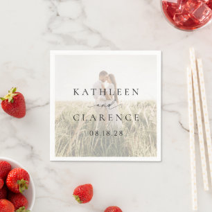 Klassisches Schwarz-Weiß-Foto Elegante Hochzeit Serviette