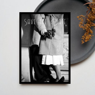 Klassisches Schwarz-Weiß-Foto Save the Date Einladung