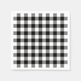 Klassisches Schwarz-Weiß-Gingham-Kariertes Muster Serviette