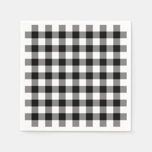 Klassisches Schwarz-Weiß-Gingham-Kariertes Muster Serviette