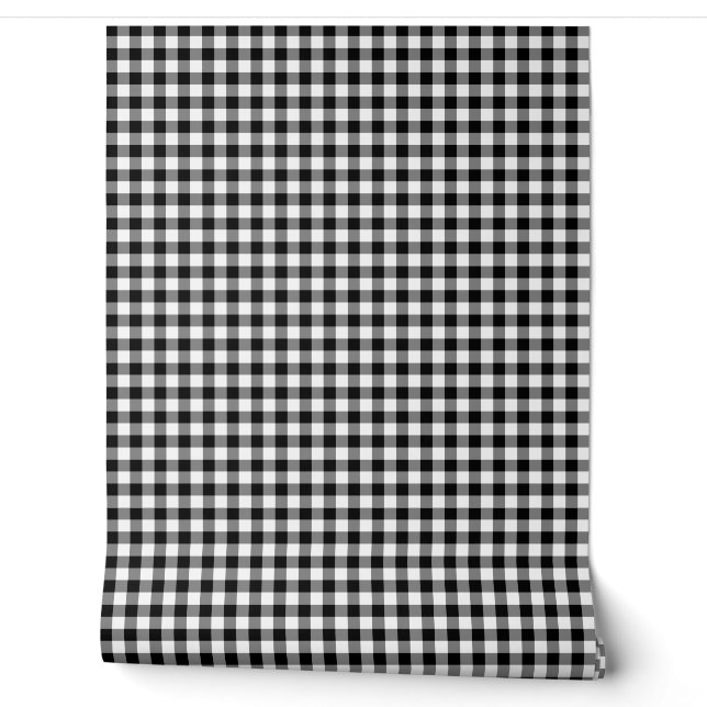 Klassisches Schwarz-Weiß-Gingham-Muster Tapete (Abrollen)