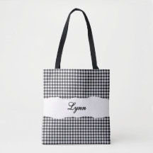 Klassisches Schwarz-Weiß-Gingham | Personalisierte