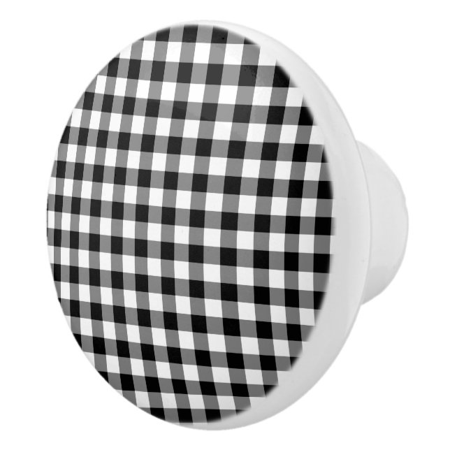 Klassisches Schwarz-Weiß-Gingham-Prüfmuster Keramikknauf (Rechts)