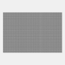 Klassisches Schwarz-Weiß-Hahnentrittmuster Geschenkpapier Set