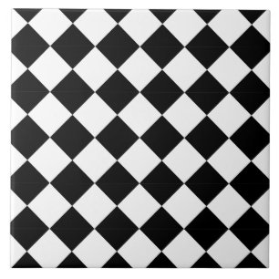 Klassisches Schwarz-Weiß-Harlekin-Diagonal-Karo Fliese