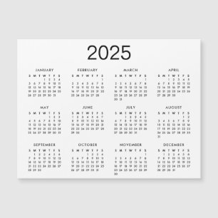 Klassisches Schwarz-Weiß-Kalendermagazin 2025 Magnetkarte