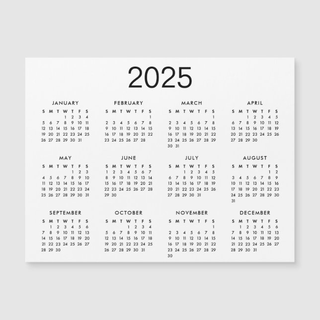 Klassisches Schwarz-Weiß-Kalendermagazin 2025 Magnetkarte (Vorderseite)