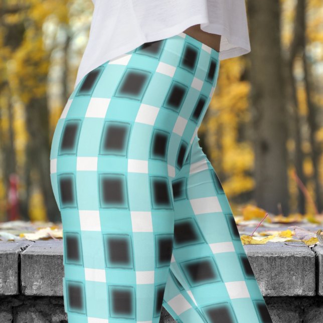 Klassisches Schwarz-Weiß-Karo-Muster Leggings (Classic Black and Blue White Check Pattern Leggings)