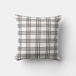 Klassisches Schwarz-Weiß-Karo-Tartan Kissen