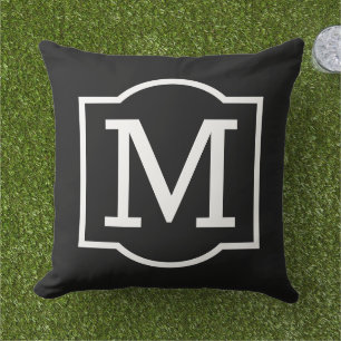Klassisches Schwarz-Weiß-Klammer-Monogramm Kissen