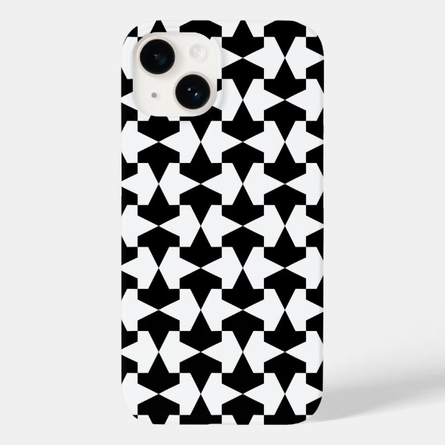 Klassisches Schwarz-Weiß-Mamluks-Muster Case-Mate iPhone Hülle (Rückseite)