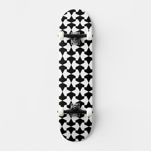 Klassisches Schwarz-Weiß-Mamluks-Muster Skateboard (Vorderseite)