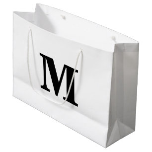 Klassisches Schwarz-Weiß-Modernes Letter-Monogramm Große Geschenktüte
