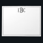 Klassisches Schwarz-Weiß-Modernes Monogramm Notizblock<br><div class="desc">Klassisches Schwarz-Weiß-Monogramm-Notepad</div>