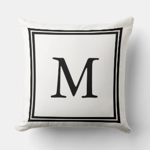 Klassisches Schwarz-Weiß-Monogramm Kissen