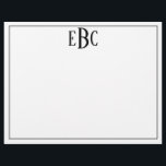 Klassisches Schwarz-Weiß-Monogramm-Notepad Briefbogen<br><div class="desc">Klassisches Schwarz-Weiß-Monogramm-Notepad</div>
