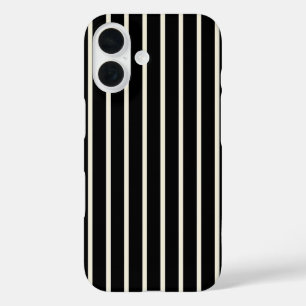 Klassisches Schwarz-Weiß-Muster mit vertikalen Str iPhone 16 Hülle