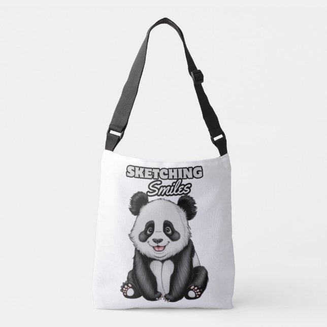 Klassisches Schwarz-Weiß-Panda Tragetaschen Mit Langen Trägern (Vorderseite)