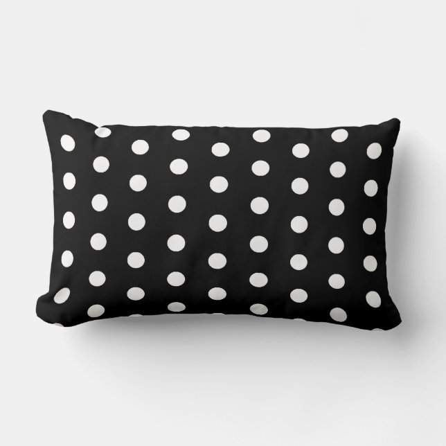 Klassisches Schwarz-Weiß-Polka-Punktmuster Lendenkissen (Vorderseite)