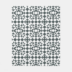 Klassisches Schwarz-Weiß-Quiltblockmuster Fleecedecke