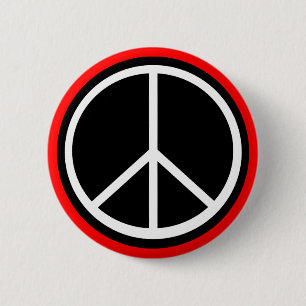 Klassisches Schwarz-Weiß-Retro-Friedenszeichen Button