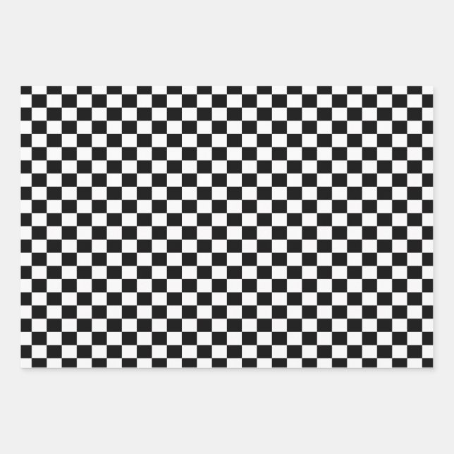 Klassisches Schwarz-Weiß-Schachbrett   Geschenkpapier Set (Vorderseite)
