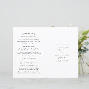 Klassisches Schwarz-Weiß-Timeless-Hochzeitsprogram
