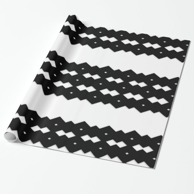 Klassisches Schwarz-Weiß Zig Zag Design Geschenkpapier (Ungerollt)