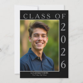 Klassisches Schwarzes Foto 2025 für Graduate Custo Einladung