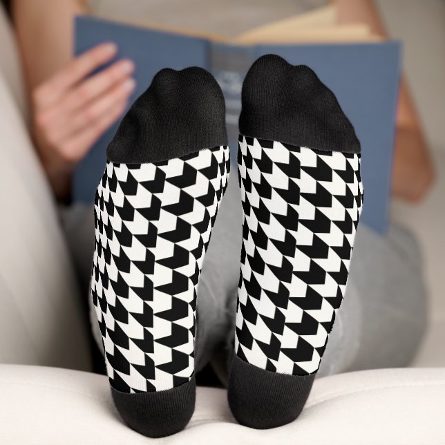 Klassisches Schwarzes Hahnentrittmuster Socken (Unterseite)