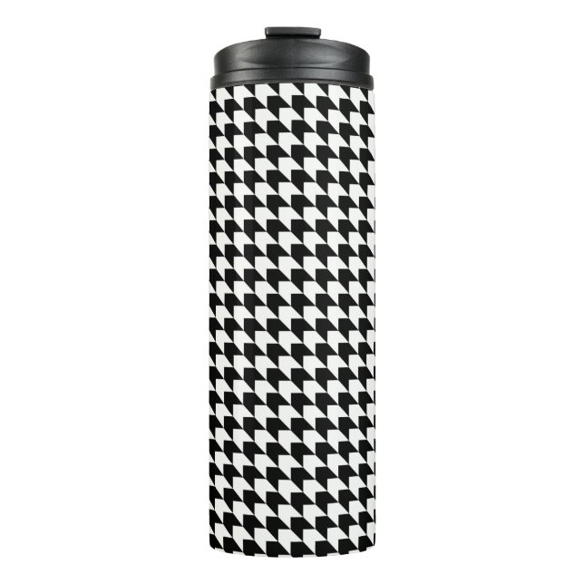 Klassisches Schwarzes Hahnentrittmuster Thermosbecher (Vorderseite)