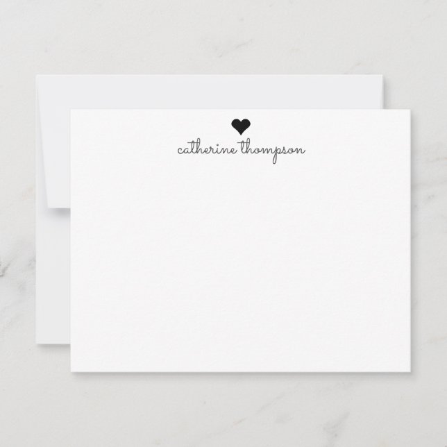 Klassisches Schwarzes Herz Feminine Script Girly S Mitteilungskarte (Vorderseite)