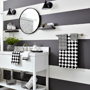 Klassisches schwarzes Houndstooth-Muster Badhandtuch Set