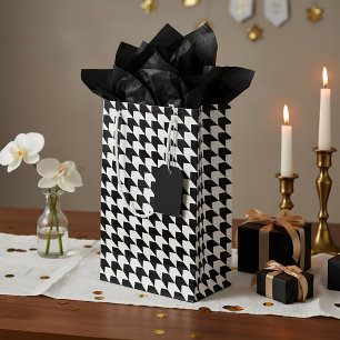 Klassisches schwarzes Houndstooth-Muster Kleine Geschenktüte