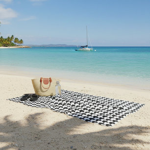 Klassisches schwarzes Houndstooth-Muster Strandtuch
