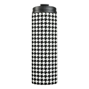 Klassisches schwarzes Houndstooth-Muster Thermosbecher