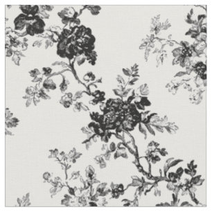 Klassisches schwarzes Rosen-Toile-Muster Stoff