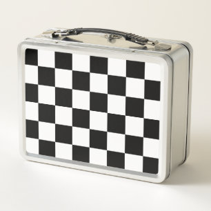Klassisches schwarzes Schachbrettmuster Metall Brotdose
