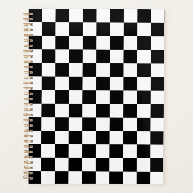 Klassisches schwarzes Schachbrettmuster Planer (Vorderseite)