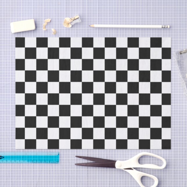 Klassisches schwarzes Schachbrettmuster Seidenpapier (Handwerk)