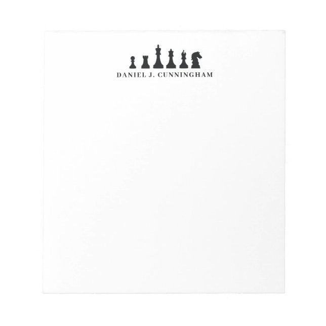 Klassisches Schwarzes Schachspiel Monogramm Notizblock (Vorderseite)