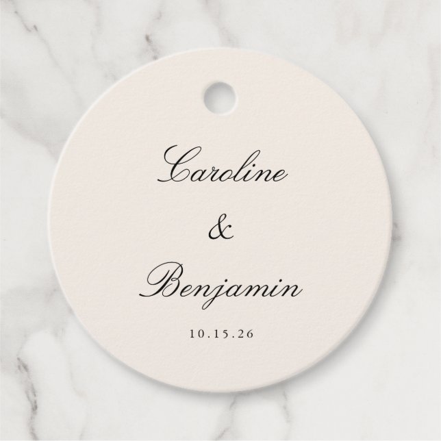 Klassisches Schwarzes Skript Elegant Hochzeit Cust Geschenkanhänger (Vorderseite)