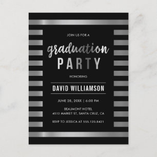 Klassisches schwarzes u. silbernes einladungspostkarte