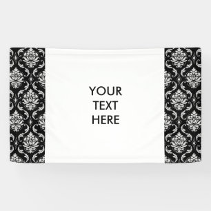 Klassisches Schwarzweiss-Blumendamast-Muster Banner
