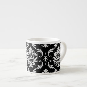 Klassisches Schwarzweiss-Blumendamast-Muster Espressotasse