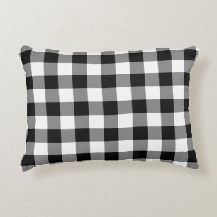 Klassisches Schwarzweiss-Gingham-Muster-Kissen Zierkissen