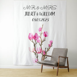 Klassisches Script Mr. & Mrs. Wedding Backdrop Ban Wandteppich
